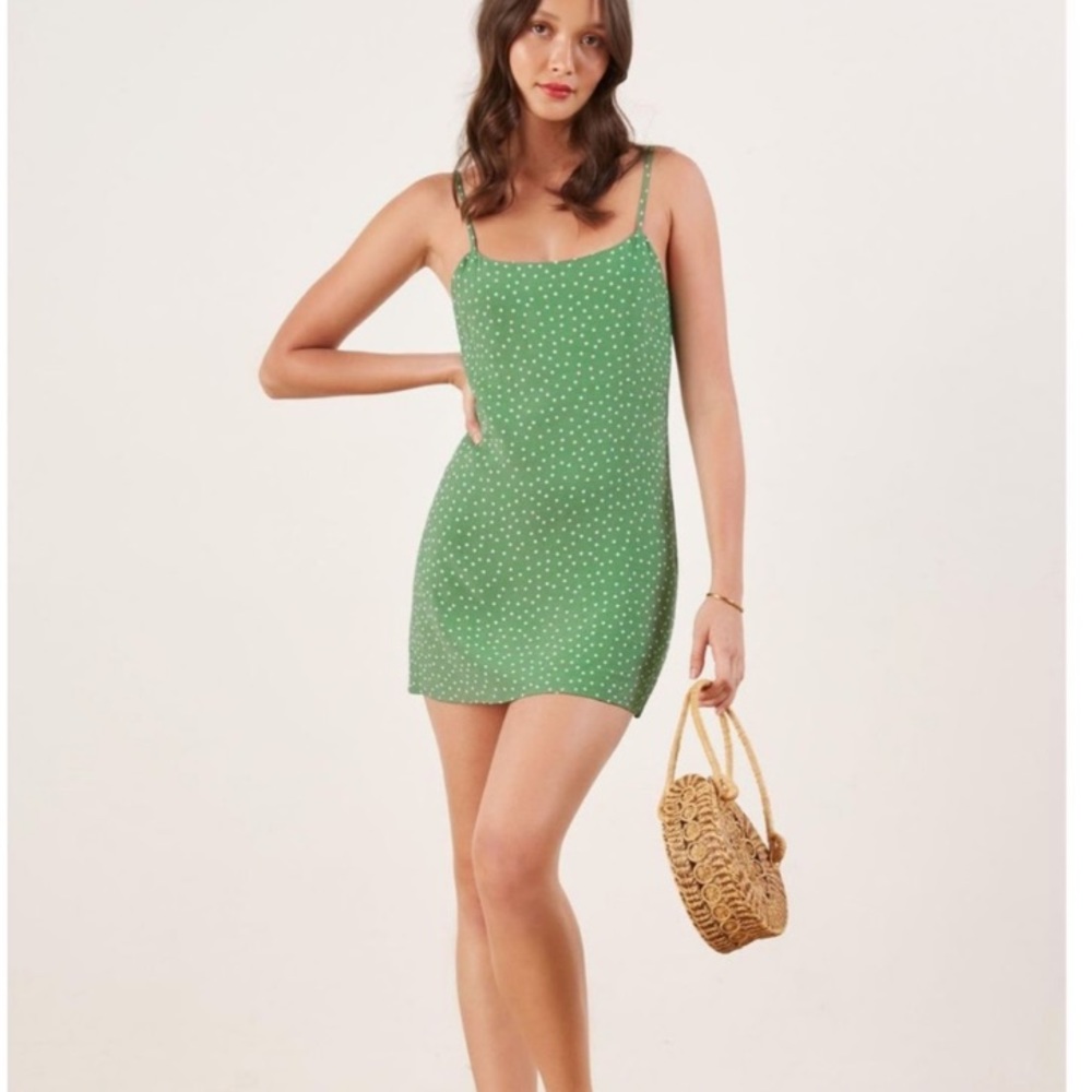 Reformation Green Polka Dot Mini